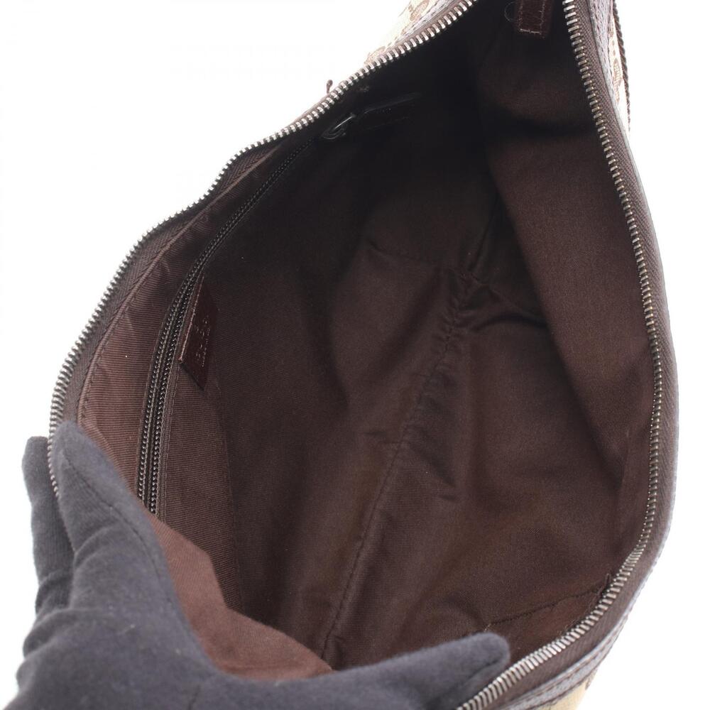Gucci Beige Bag Canvas Brown Shoulder Leather GG